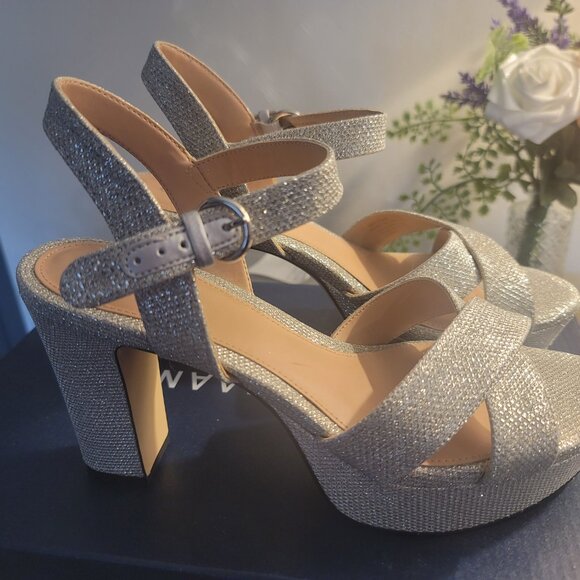 Cole Haan Women's Riannon Platform Sandal silver glitter mesh - Picture 14 of 14